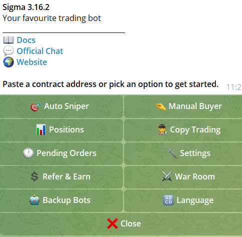 Características del Bot Sigma ETH