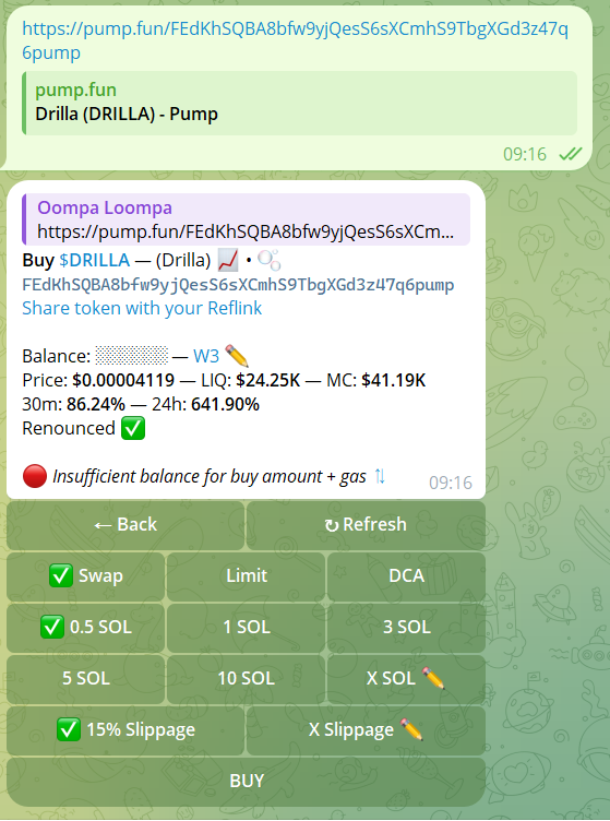 buy pump.fun with trojan bot solana