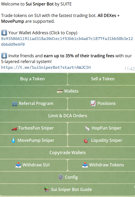 Sui sniper bot telegram