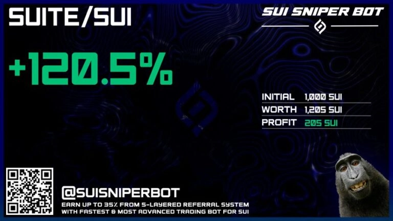 SuiSniperBot live PnL tracking panel showing open positions on SUI