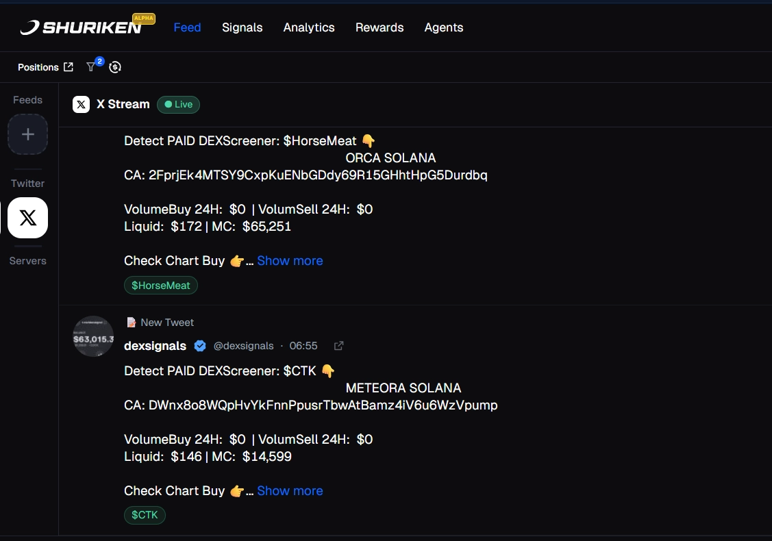 Shuriken web trading terminal interface showing multi-chain portfolio dashboard