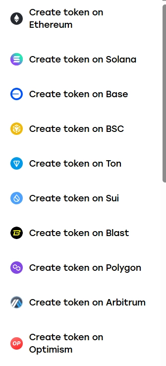 CoinFactory token deployment cost breakdown across chains