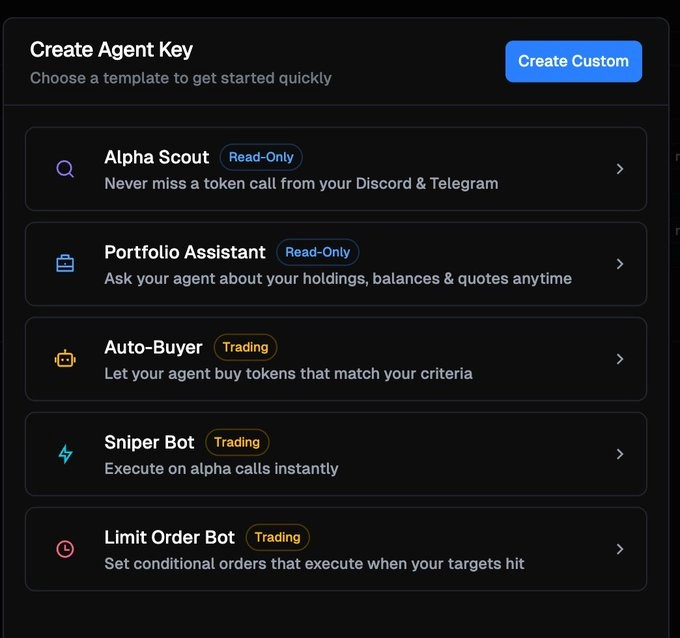 Shuriken Agent Key creation screen showing permission toggles and spending limit settings