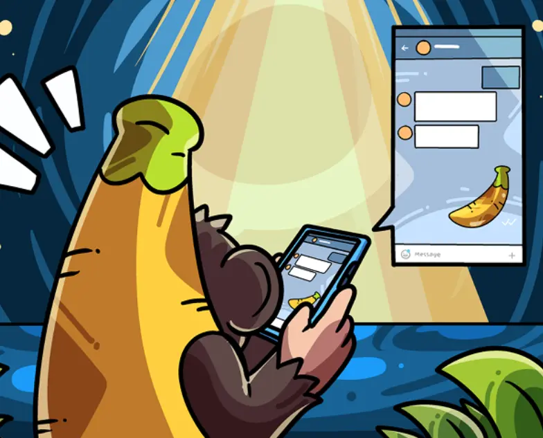 Banana Gun bot cartoon trading on Telegram