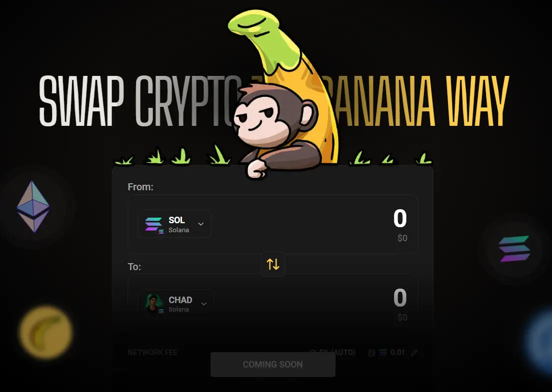 Banana Gun Pro web app swap interface screenshot