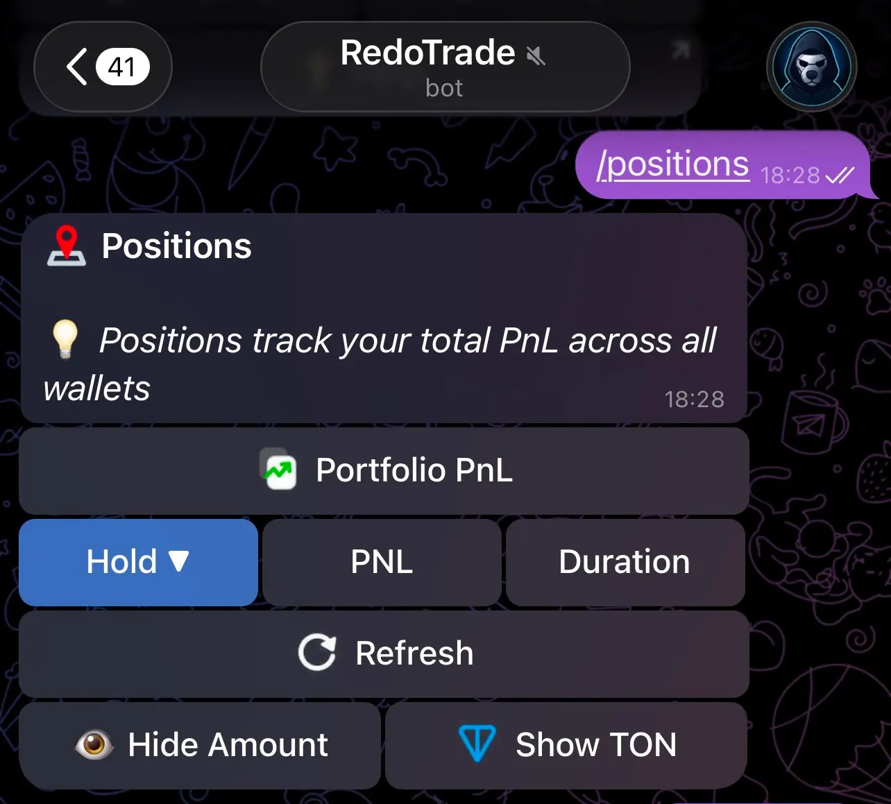 RedoTrade positions dashboard showing open trades and live PnL